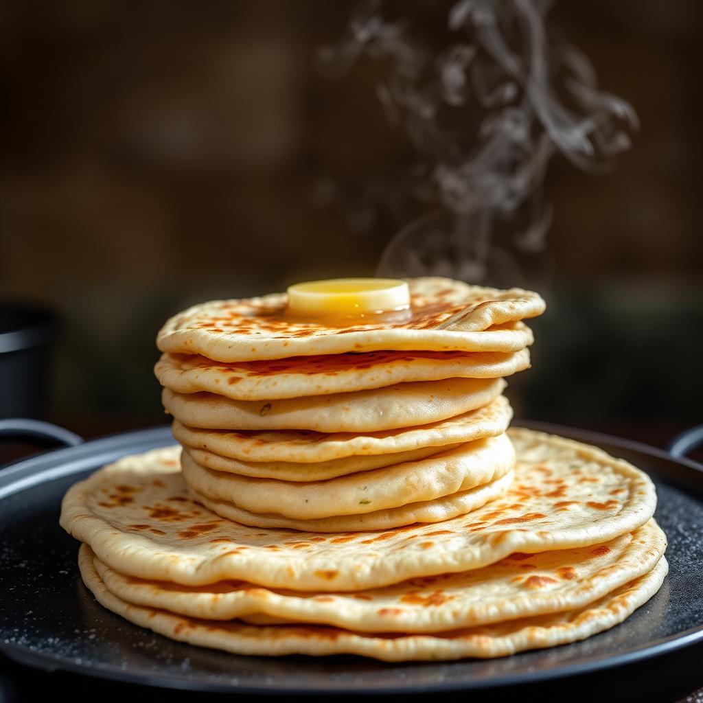 Fresh tawa rotis made to order at Sunita's Kitchen